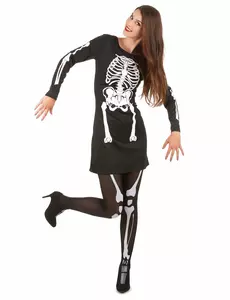 Déguisement squelette femme Halloween, Taille: Small/Medium