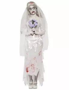 Déguisement zombie mariée femme Halloween, Taille: Small