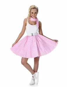 Licht roze 50's kostuum voorvrouwen, Maat: Small