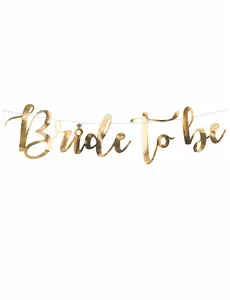 Bride to be kartonnen slinger goud metallic 80 x 19 cm