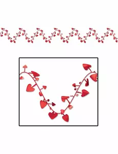 Guirlande en plastique modulable cœurs rouges 7 m