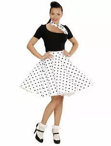 Jupe et foulard blancs à pois années 50 femme