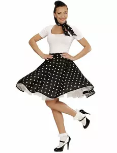 Jupe et foulard noirs à pois années 50 femme