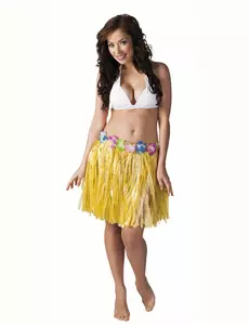 Jupe hawaïenne courte jaune adulte