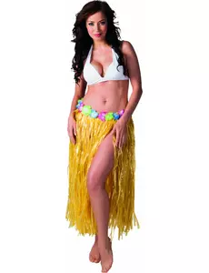 Jupe hawaïenne longue jaune adulte
