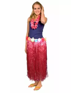Jupe hawaïenne longue rouge adulte