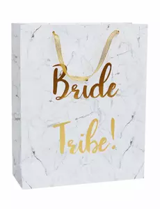 Bride Tribe vrijgezellenfeest marmeren cadeauzakje 32 x 25 cm