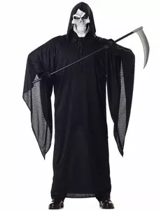 Déguisement grande taille faucheuse homme Halloween, Taille: Medium