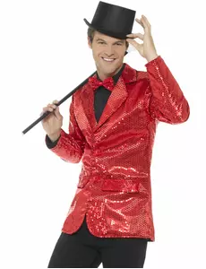 Veste disco rouge à sequins luxe homme, Taille: Medium