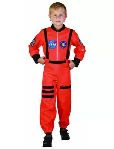 Oranje astronaut kostuum voor jongens, Maat: 4–6 jaar (110–120 cm)