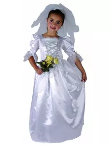 Déguisement mariée fille avec voile, Taille: 4–6 ans (110–120 cm)