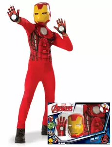 Coffret classique Iron Man™ avec gants garçon, Taille: 5–6 ans(110–116 cm)
