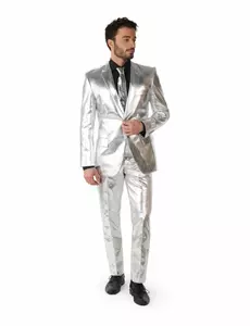 Mr. Schiny Silver heren Opposuits™, Maat: Small (EU 44–46)