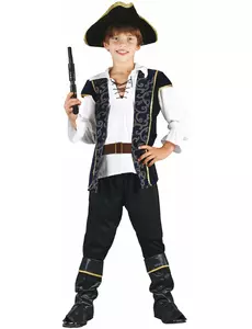 Déguisement pirate bleu et blanc garçon, Taille: 4–6 ans (110–120 cm)