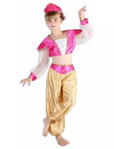 Luxe Oosterse danseres kostuum voor meisjes, Maat: 4–6 jaar (110–120 cm)