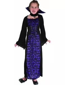 Déguisement vampire violet et noir fille, Taille: 7–9 ans(120–130 cm)