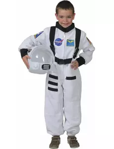Witte astronaut kostuum voor kinderen, Maat: 4–6 jaar (104 cm)