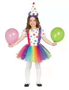 Déguisement clown à pois et tutu fille, Taille: 3-4 ans