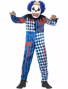 Déguisement clown arlequin enfant Halloween, Taille: 7–9 ans (130/143 cm)