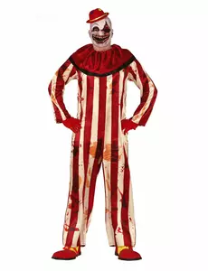 Rood en wit horror clown kostuum voor mannen, Maat: Medium (48–50)
