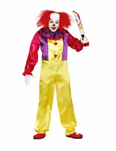 Enge killer clown outfit voor volwassenen, Maat: Large