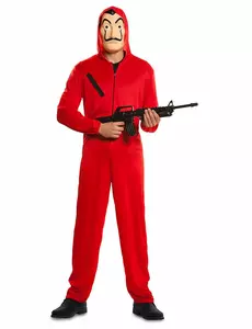 Déguisement combinaison et masque La Casa de Papel™ adulte, Taille: Small
