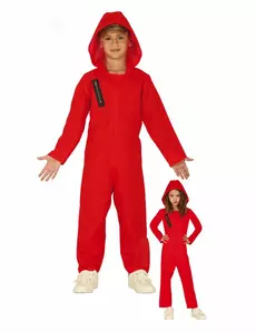 Déguisement combinaison rouge voleur enfant, Taille: 5–6 ans (110–115 cm)