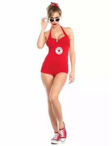 Déguisement combishort lifeguard sexy femme, Taille: Medium/Large (42–44)