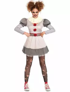 Creepy horror clown kostuum voor vrouwen, Maat: Small/Medium (38–40)