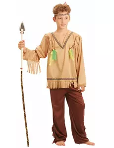Costume indien à franges et col en V pour garçons, Taille: 4–6 ans (110–120 cm)