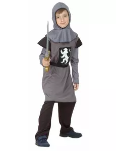 Déguisement chevalier médiéval gris garçon, Taille: 4–6 ans (110–120 cm)