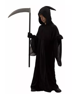 Déguisement faucheur noir enfant Halloween, Taille: 4–6 ans (110–120 cm)