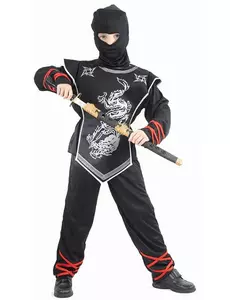 Déguisement ninja dragon argenté garçon, Taille: 4–6 ans (110–120 cm)