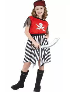 Déguisement pirate corsaire rouge fille, Taille: 4–6 ans (110–120 cm)
