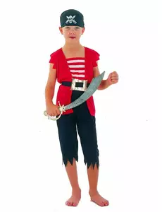 Zeeschuimer piratenpak voor jongens, Maat: 4–6 jaar (110–120 cm)