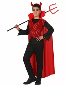 Déguisement diable enfant à sequins Halloween, Taille: 5–6 ans (115/130 cm)