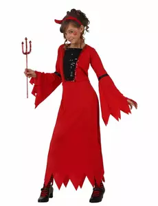 Rood duivelinkostuum voor kinderen, Maat: 7–9 jaar (130–145 cm)