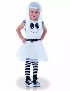Spook kostuum met bewegende ogen voor meisjes, Maat: 3–4 jaar (90 tot 104 cm)