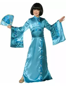 Blauw meisjeskostuum Chinees