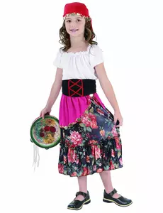 Zigeunerinnenkostuum voor kinderen, Maat: 4–6 jaar (110–120 cm)