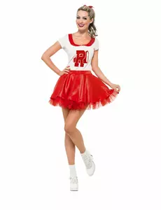 Grease™ cheerleader kostuum voor vrouwen, Maat: Small