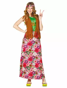 Happy hippie kostuum voor dames, Maat: Medium (38–40)