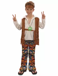 Déguisement hippie marron garçon, Taille: 10–12 ans (130–140 cm)