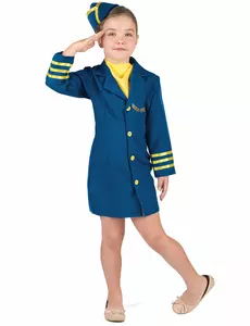 Déguisement uniforme hôtesse de l'air fille, Taille: 3–4 ans (92–104 cm)