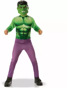 Hulk™ kostuum voor kinderen, Maat: 7–8 jaar (122 tot 128 cm)