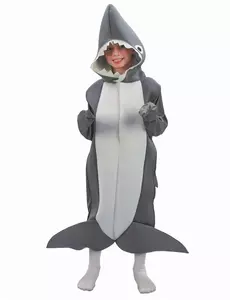 Grijze met witte haaien outfit voor kinderen, Maat: 4–6 jaar (110–120 cm)