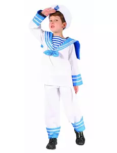 Déguisement marin bleu et blanc garçon, Taille: 4–6 ans (110–120 cm)