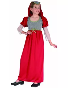 Middeleeuwse hofprinses outfit voor meisjes, Maat: 4–6 jaar (110–120 cm)