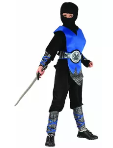 Déguisement ninja bleu et gris garçon, Taille: 4–6 ans (110–120 cm)