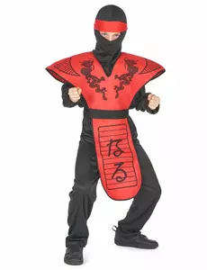 Déguisement ninja dragon rouge garçon, Taille: 4–6 ans (110–120 cm)